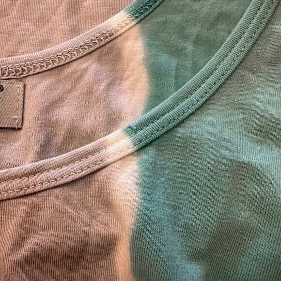 Michael Stars Flowy Tank Top Womens Size OS Turquoise Grey Colorblock Scoop Neck - Picture 7 of 9